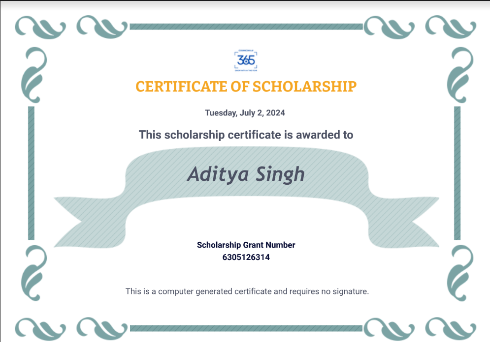 Scholarship Certificate 5